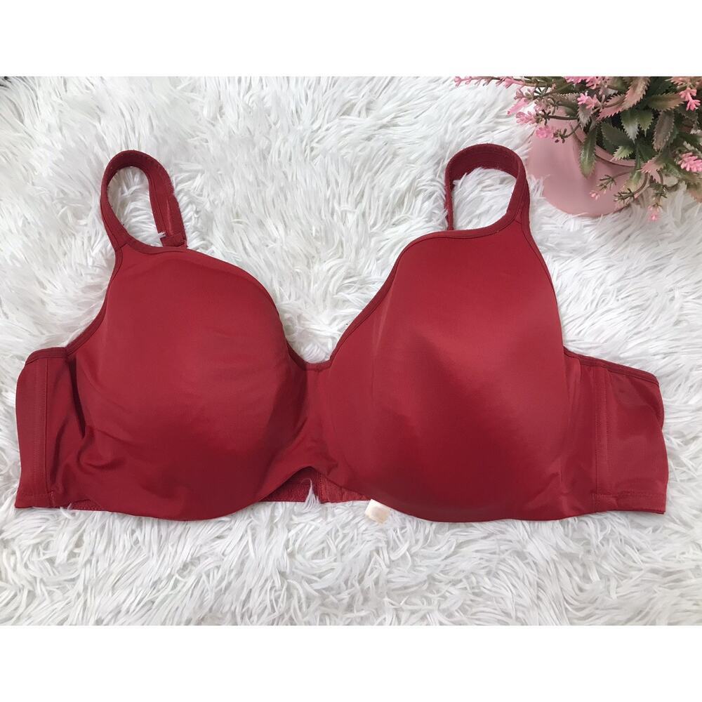 Cacique Womens Lightly Lined Full Coverage Bra Size 48D Red Comfort Underwired
